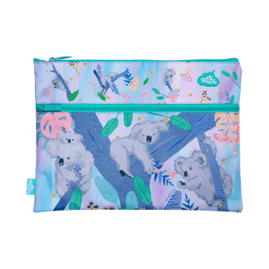 Front view of A4 Twin Zip Spencil Koala Daydream Pencil Case