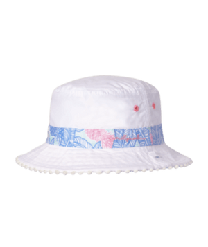 Plain side view of girls Millymook Tropics bucket hat