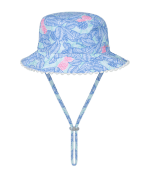 Print side view of girls Millymook Tropics bucket hat