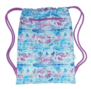 Back view of large Spencil Aztec Horse drawstring bag