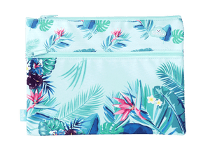 Front view of A4 Twin Zip Spencil Beach Blooms Pencil Case