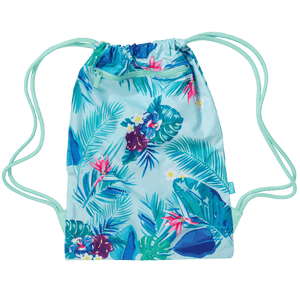 Back view of large Spencil Beach Blooms drawstring bag