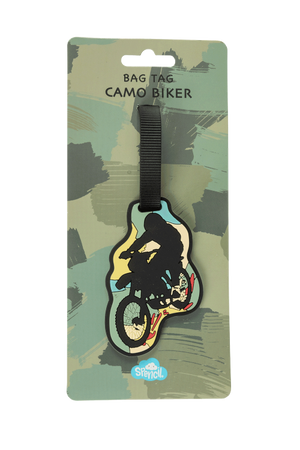 Front view of Spencil Camo Biker Bag Tag