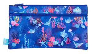 Front view of Twin Zip Spencil Coral Garden Pencil Case