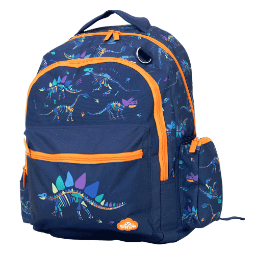 Right side view of small spencil dino bones back pack