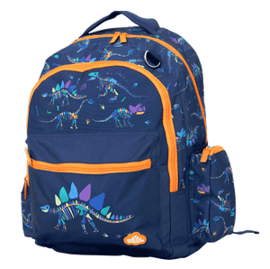 Left side view of small spencil dino bones back pack