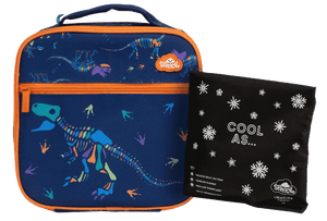 Front view of small Spencil Dino Bones lunch bag including chill pack