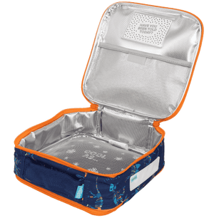 Open view of small Spencil Dino Bones lunch bag including chill pack