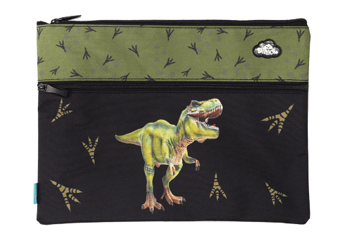 Front view of A4 Twin Zip Spencil Dinosaur Discovery Pencil Case