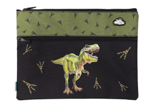 Front view of A4 Twin Zip Spencil Dinosaur Discovery Pencil Case