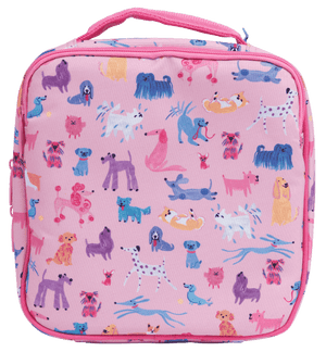 Back view of small Spencil Doodle Dogs lunch bag including chill pack