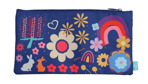 Front view of Rectangle Twin Zip Spencil Flower Power Pencil Case