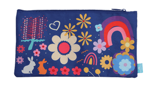 Back view of Rectangle Twin Zip Spencil Flower Power Pencil Case