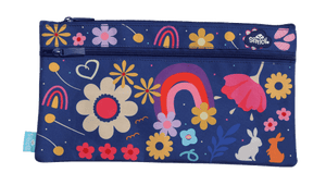 Front view of Rectangle Twin Zip Spencil Flower Power Pencil Case