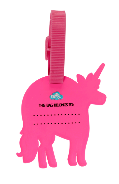 Front view of Spencil Rainbow Unicorn Bag Tag