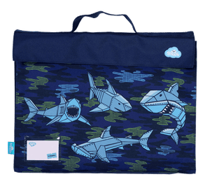 Front view of Spencil Robo Shark Library Bag