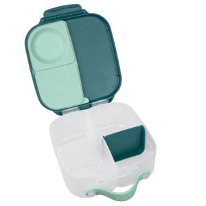 Open lid view of b.box Mini Lunchbox Emerald Forest