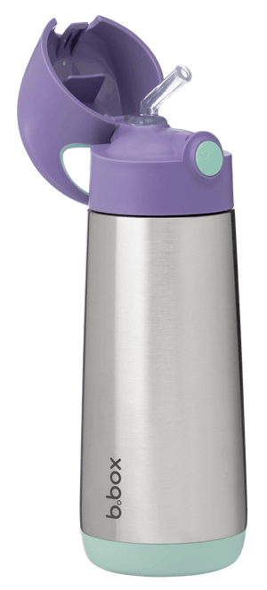 Open view of large b.box lilac pop water bottle 500ml