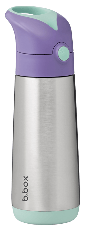 Side view of large b.box lilac pop water bottle 500ml