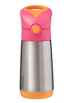 Front view of small b.box strawberry shake insulated water bottle 350ml