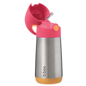 Open view of small b.box strawberry shake insulated water bottle 350ml