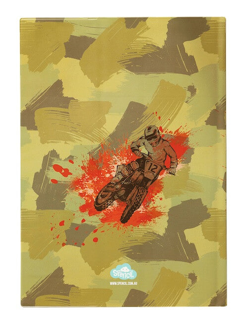 Front view of A4 Spencil Camo Biker Book Cover