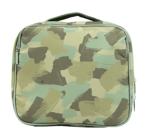 Front view of large Spencil Camo Biker lunch bag