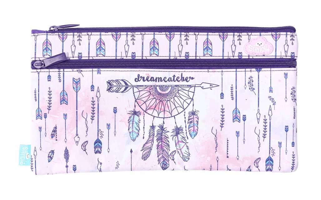 Front view of Twin Zip Spencil Dreamcatcher Horse Pencil Case