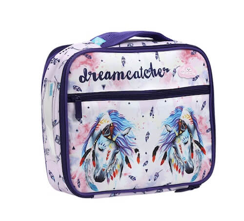 Front view of large Spencil Dreamcatcher Horse lunch bag