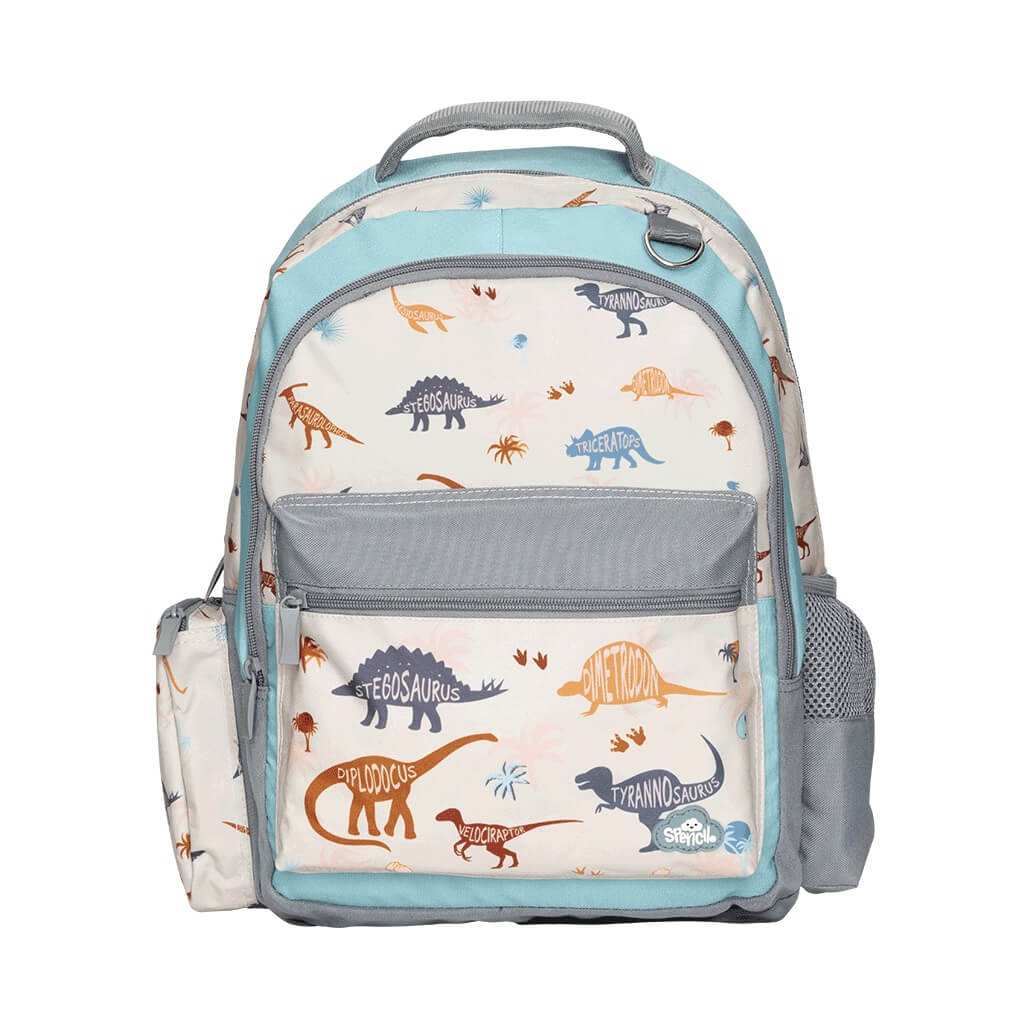 Front view of Small Spencil Kidosaurus back pack