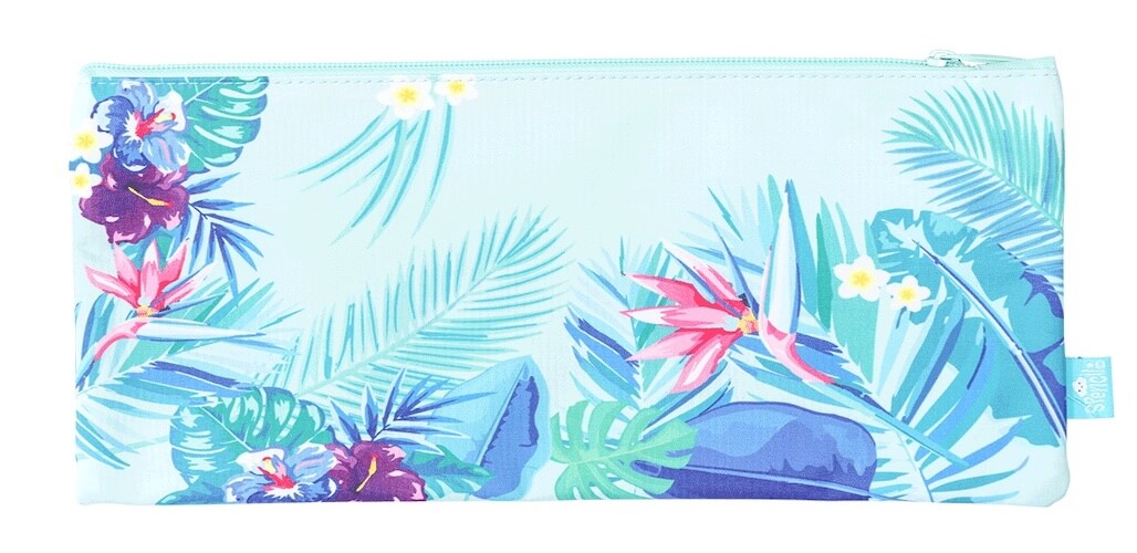 Front view of Twin Zip Spencil Beach Blooms Pencil Case