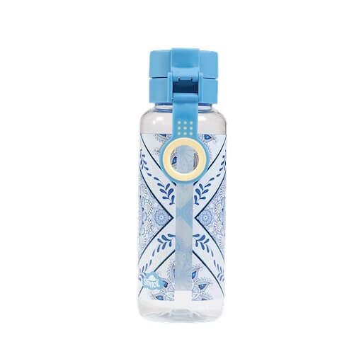 Closed lid view of large Spencil Boho Blue Water Bottle