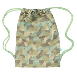 Back view of Large Camo Biker Drawstring Bag