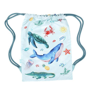 Front view of large Spencil Sea Critters drawstring bag